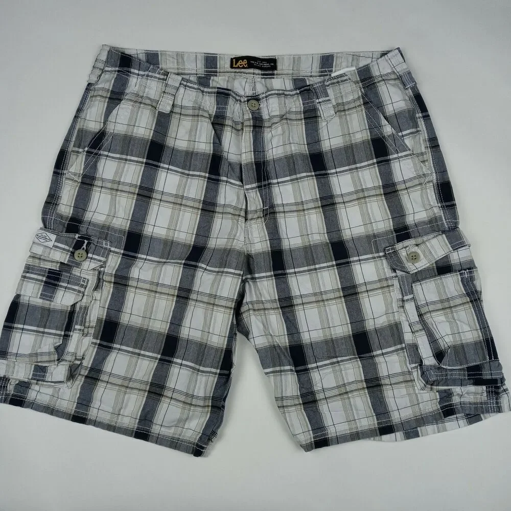 LEE Plaid Shorts Cargo Pockets Men's Size 38 Casual Outdoor - Picture 1 of 9